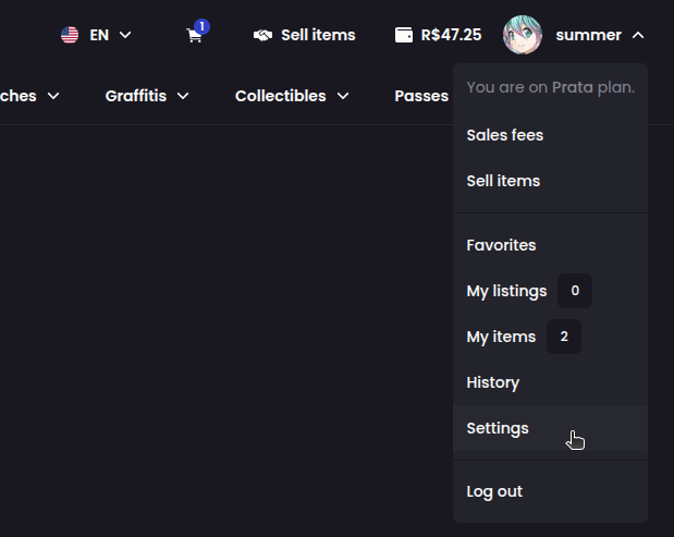 How do I sell my skins? - Step 2