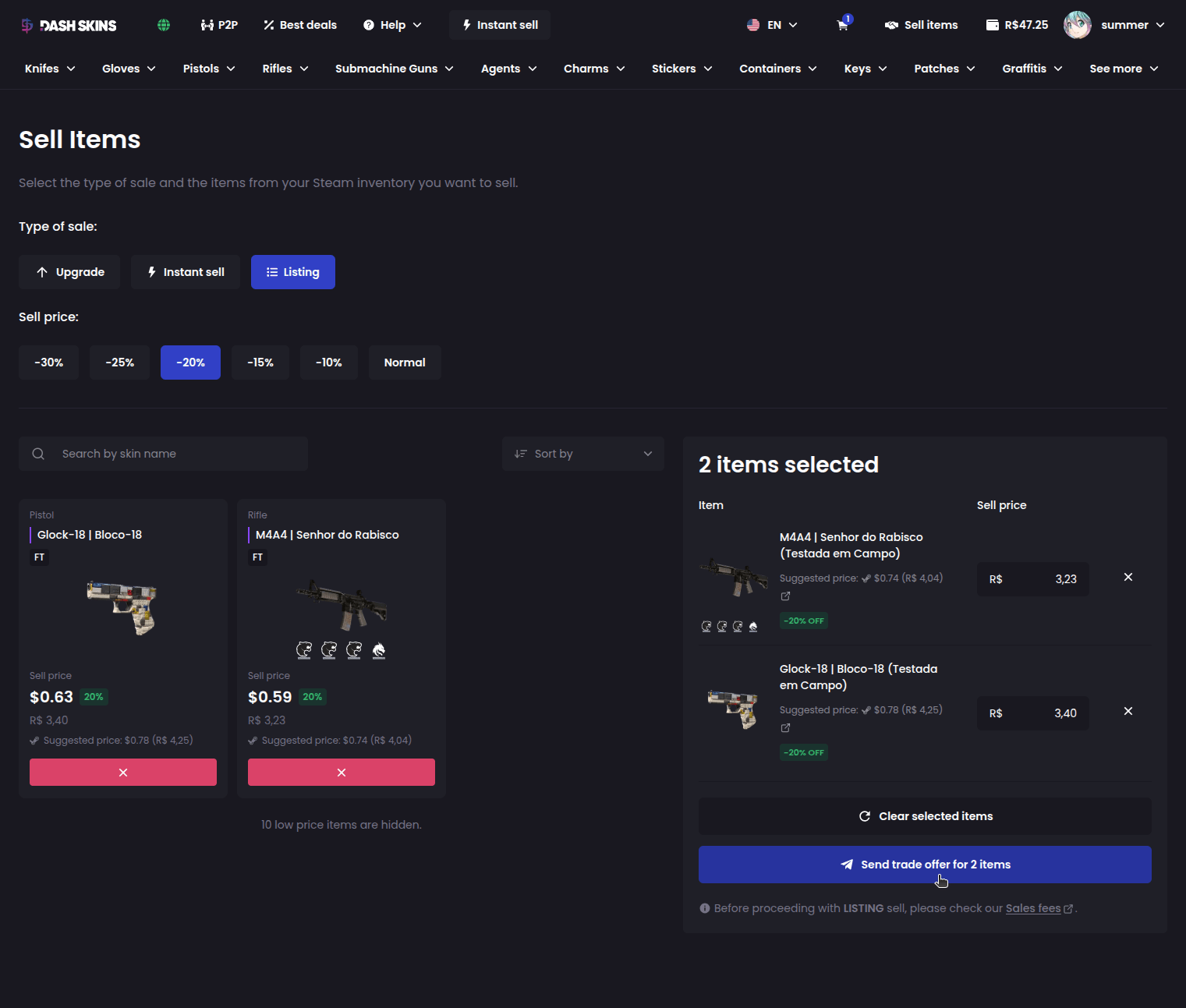 How do I sell my skins? - Step 6