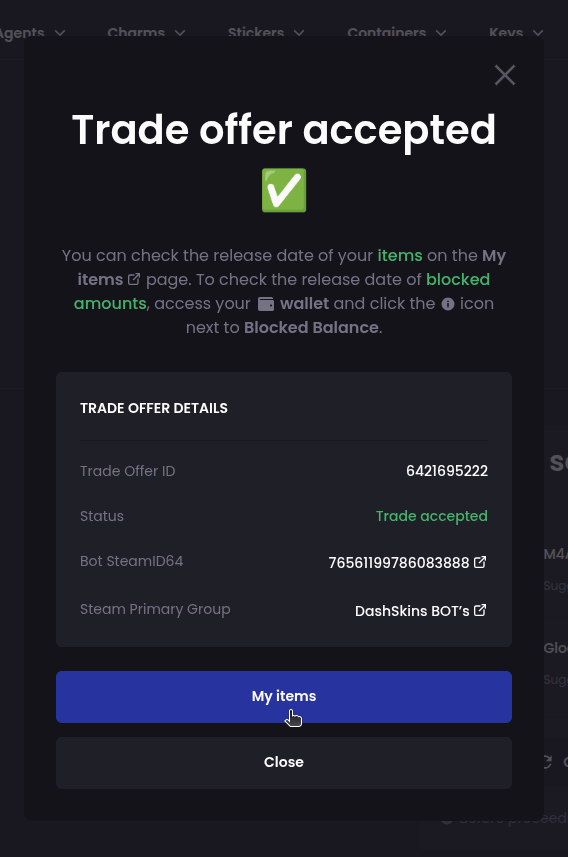 How do I sell my skins? - Step 8