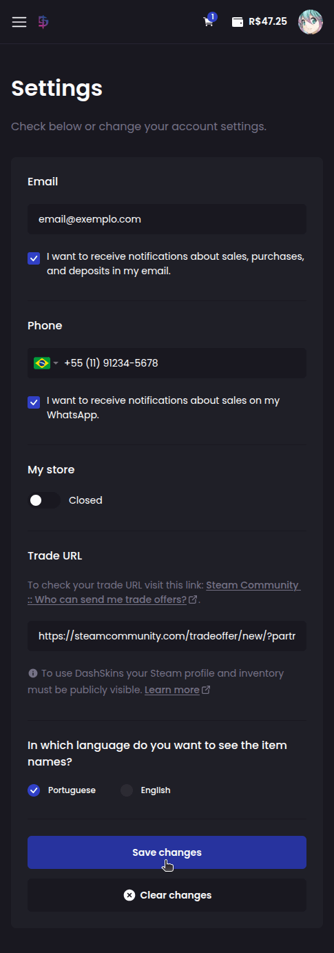 How do I sell my skins? - Step 3