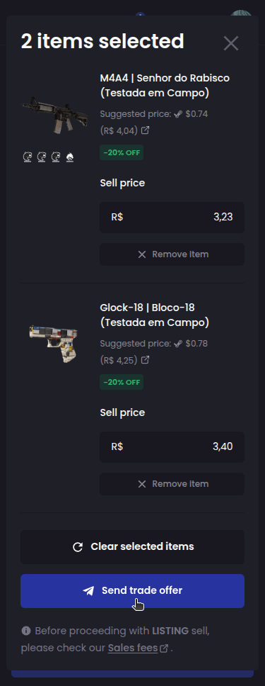 How do I sell my skins? - Step 7