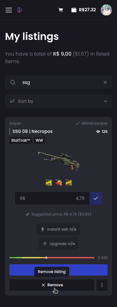 How to remove a listing? - Step 2
