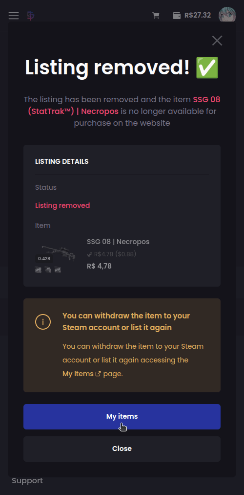 How to remove a listing? - Step 4