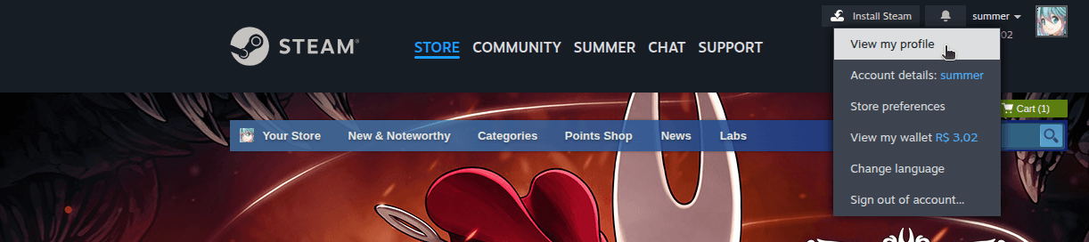 How do I change the visibility of my Steam profile and inventory? - Step 1