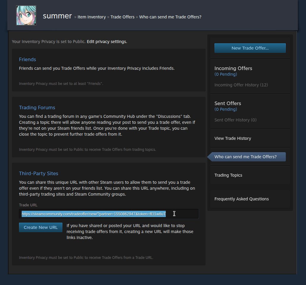 How do I find my trade URL on Steam?