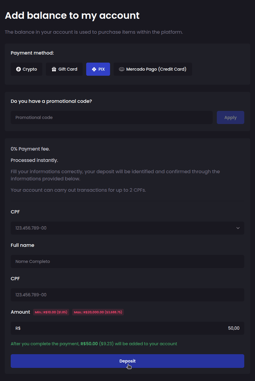 How do I add funds to my account? - Step 3