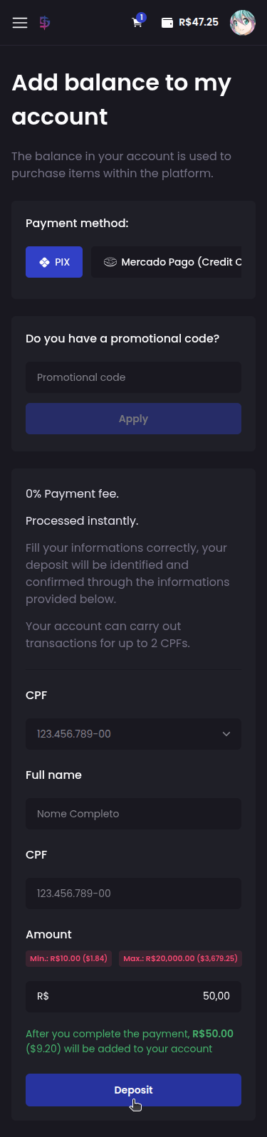 How do I add funds to my account? - Step 3