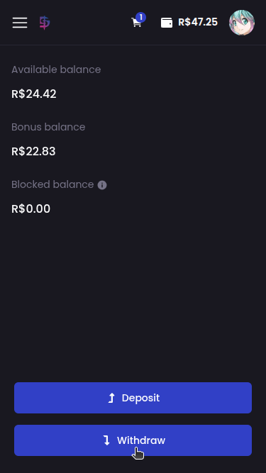 How do I withdraw my balance to my bank account? - Step 1