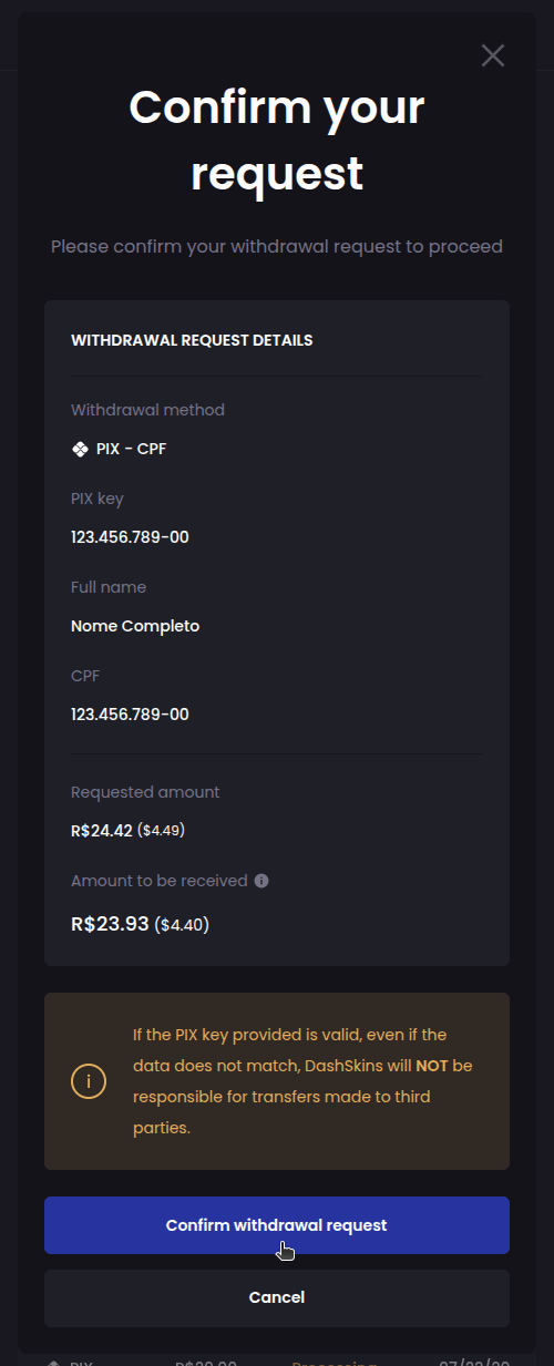 How do I withdraw my balance to my bank account? - Step 3