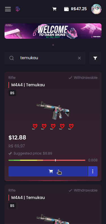 How do I buy skins? - Step 1