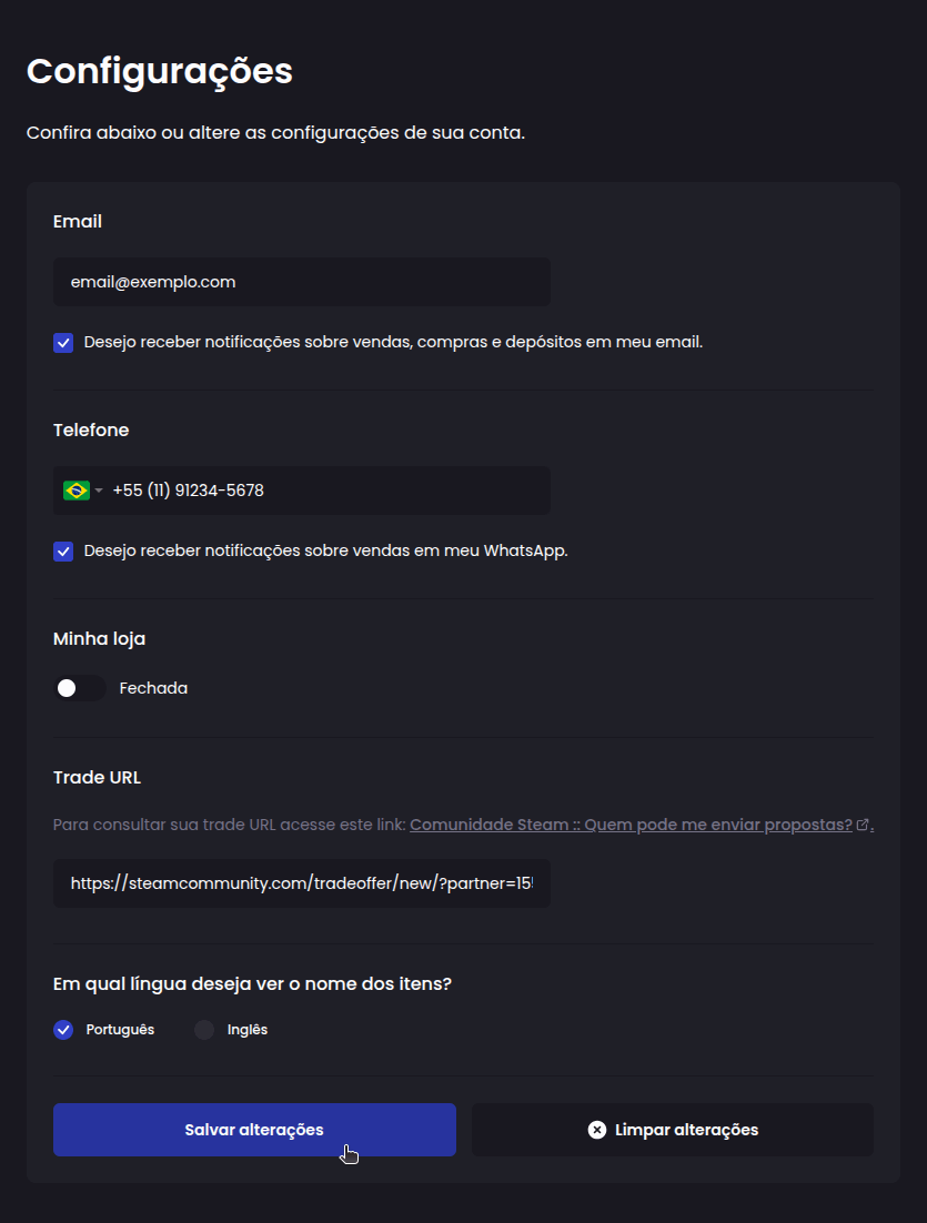 Como vender minhas skins? - Passo 3