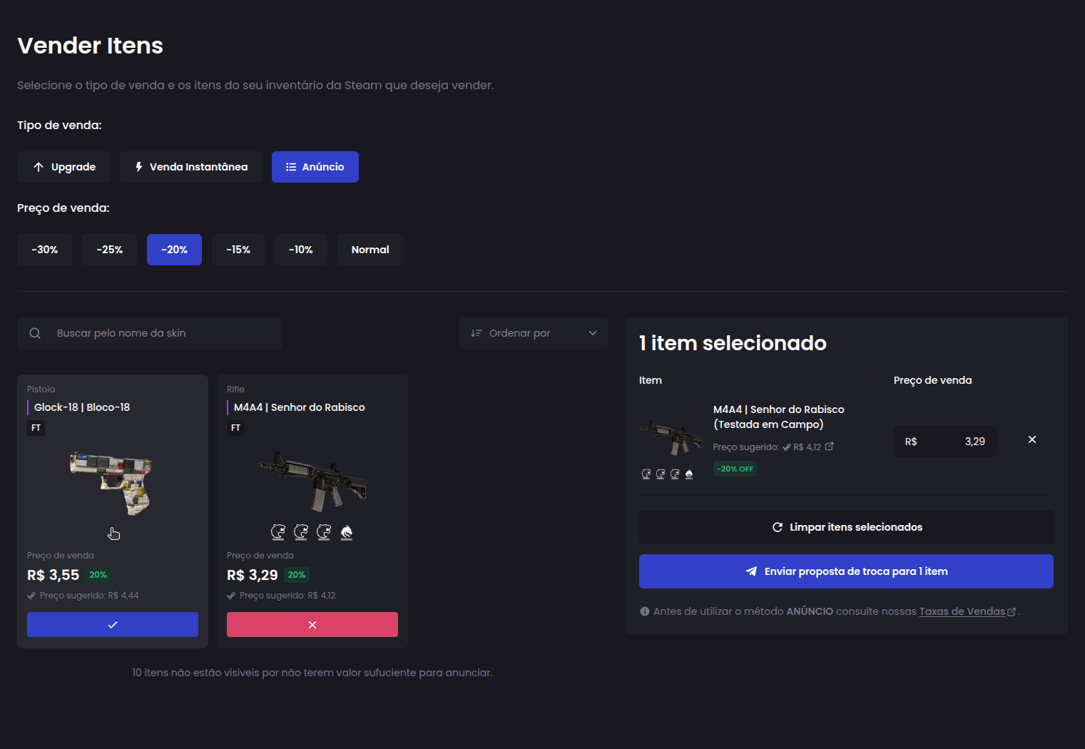 Como vender minhas skins? - Passo 5