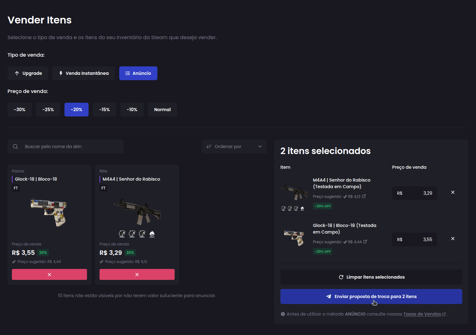 Como vender minhas skins? - Passo 6