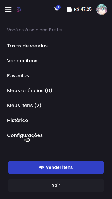Como vender minhas skins? - Passo 2