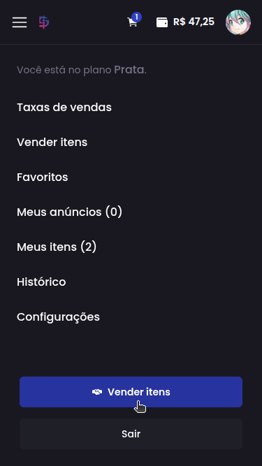 Como vender minhas skins? - Passo 4