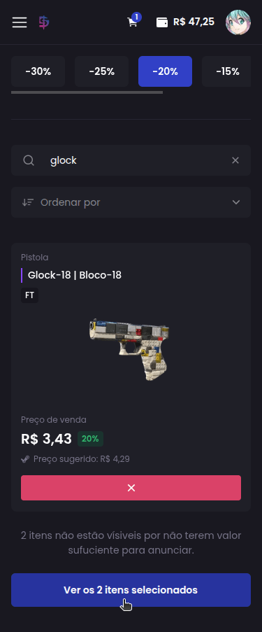 Como vender minhas skins? - Passo 6