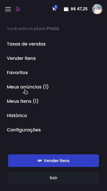 Como alterar o preço de venda de uma skin? - Passo 1