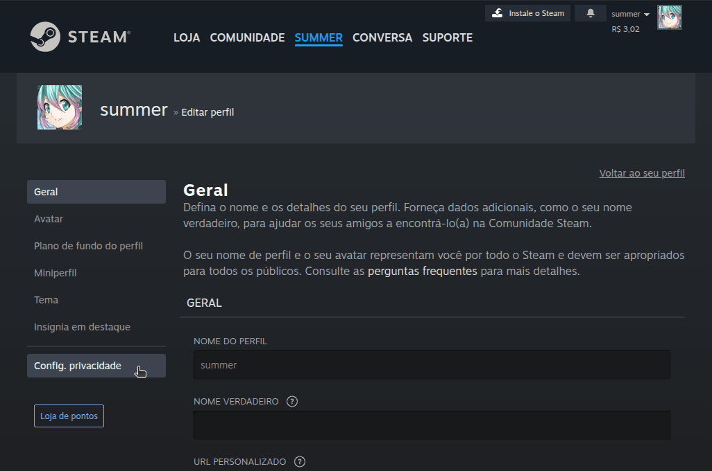 Como alterar a visibilidade de meu perfil e invantário da Steam? - Passo 3