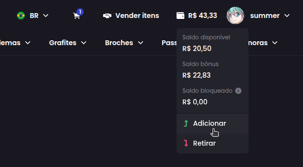 Como faço para adicionar saldo na minha conta? - Passo 2