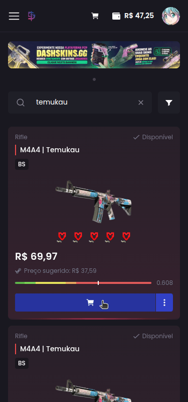 Como faço para comprar skins? - Passo 1