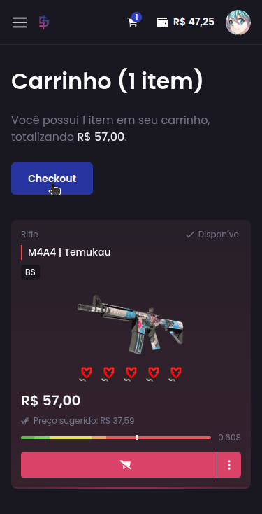 Como faço para comprar skins? - Passo 3